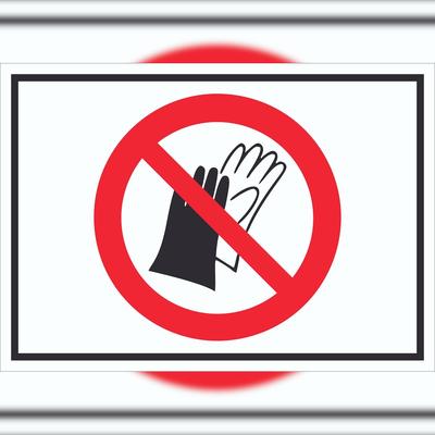 HB-Druck Handschuhe verboten Symbol Schild A6 (105x148mm)