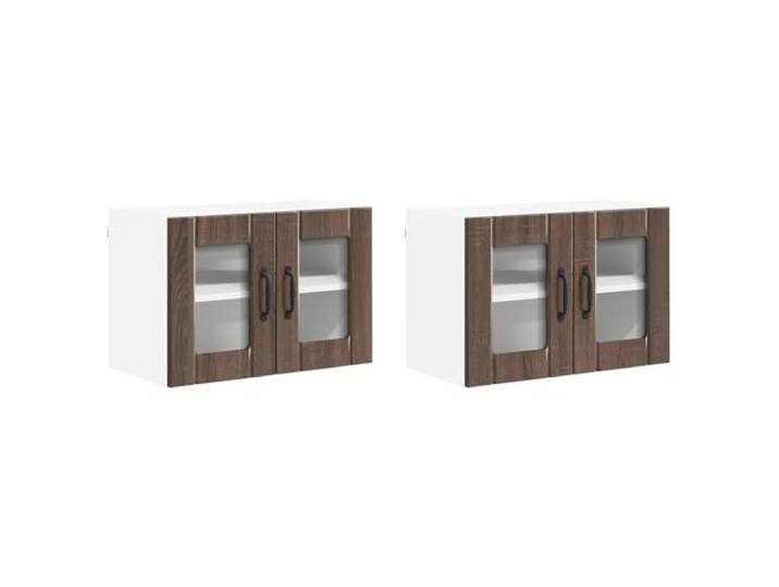 IBUQDDV Wandglas-Schrank Lucca 2 STK. Brauneiche Holzwerkstoff Geschirrspüler-Paneel, Innenbereich, rechteckig, Holzwerkstoff-Rahmen, minimalistische Optik