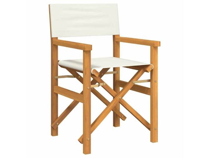 Haut de gamme - Chaise de metteur en scène pliante crème bois teck massif EU03_4976385