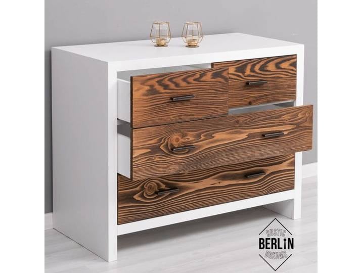 Schmale Kommode Berlin weiß braun im Landhausstil
