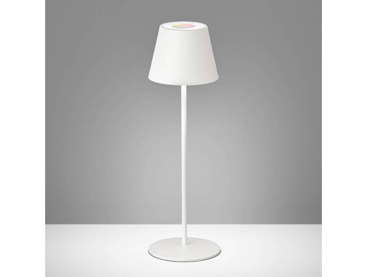 FH Lighting LED-Außentischlampe Cosenza mit Akku RGBW sandweiß Cosenza, dimmbar, weiß / opal, für Wohn- / Esszimmer, Metall, Modern