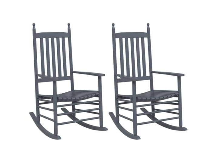 Schaukelstuhl 2 Stück grau aus massivem Pappelholz für Terrasse und Garten Massives Pappelholz, hohe Rückenlehne, profilierte Sitzfläche, breite Armlehnen, außen und innen