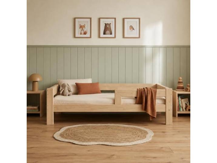 Need Sleep Montessori Bett Kinder Kinderbett 80x160 cm mit Rausfallschutz und Lattenrost Juniorbett Kleinkind Kleinkindbett Jugendbett für Mädchen und Jungen aus Holz