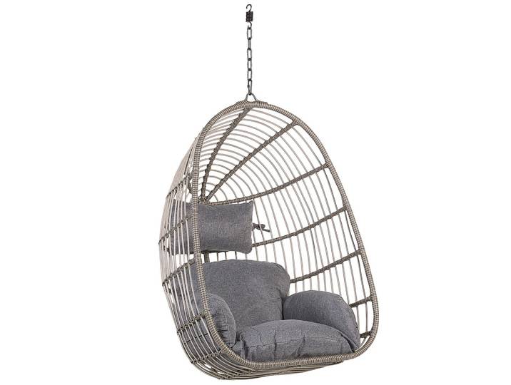 HÄNGESESSEL PE Rattan grau mit Sitzkissen Casoli