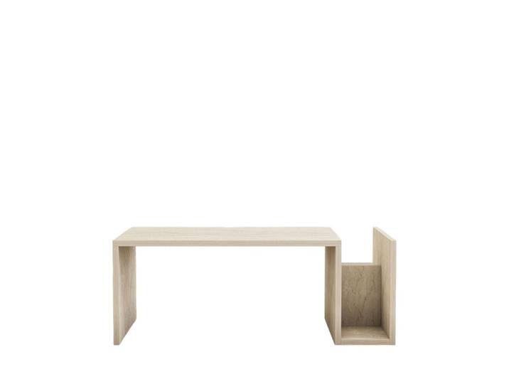 Table basse avec porte magazines effet travertin - beige