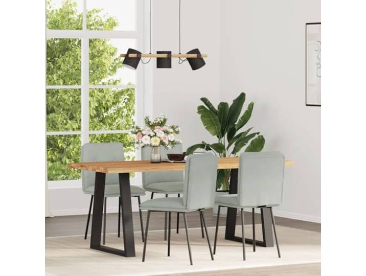 Esszimmerstühle 4 Stk Hellgrau Samt mit Metall-Holz-Gestell Polsterstuhl Samtbezug, dicke Schaumstoffpolsterung, Metall-Holz-Gestell, vielseitig nutzbar, elegantes Design