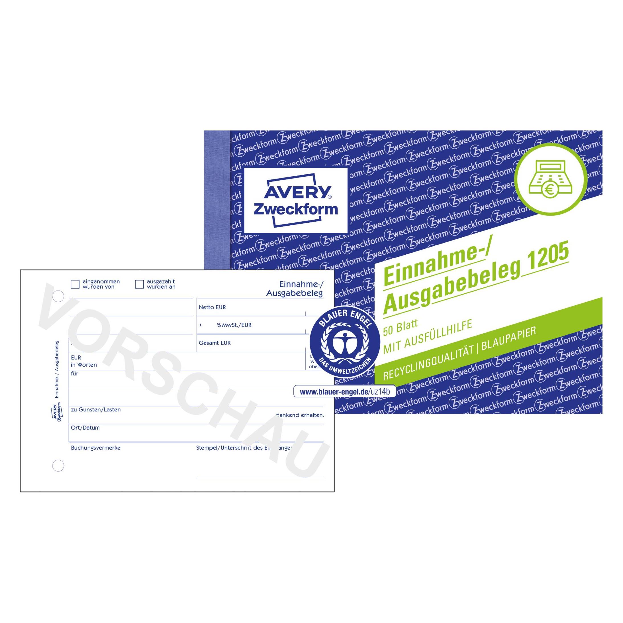 Avery Einnahme-/Ausgabebeleg (50x) (1205)