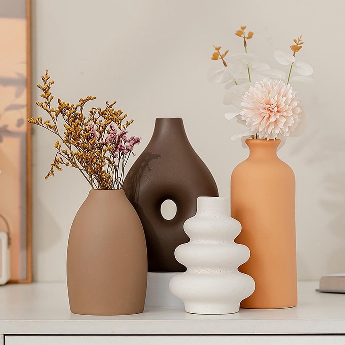 Omgoods - Set van 4 decoratieve keramische vazen