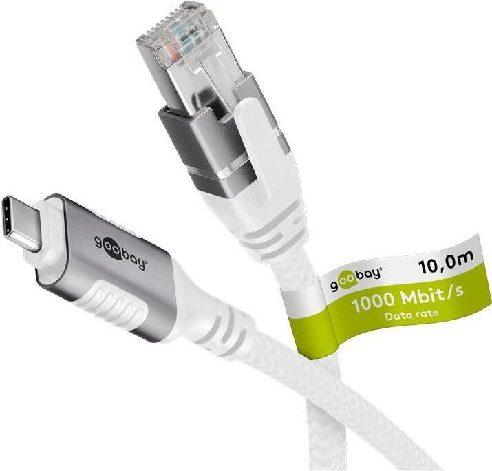 Goobay 74180 Ethernet-kabel USB-C naar RJ45, 10 meter, wit
