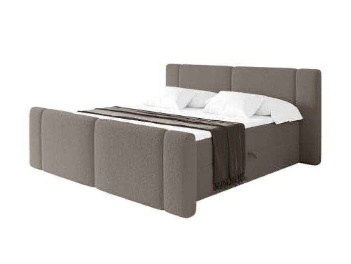 ALTDECOR Boxbett mit H4-Matratze Evon Zanozek - 120x200 - Braun Lattenrost, Topper, Boxspringbett mit Bettkasten, Bett mit Stauraum, Doppelbett, Polsterbett