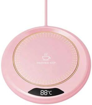 Friendly Fresh Finds USB Thermostatic Heating Coaster With Speed Adjustment For Consistent Temperature Ideal For Home Use pink