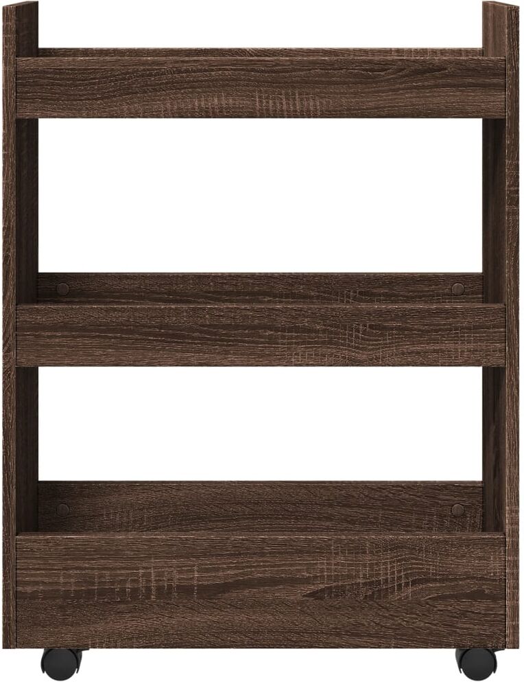vidaXL Chariot de rangement étroit 3 niveaux chêne marron