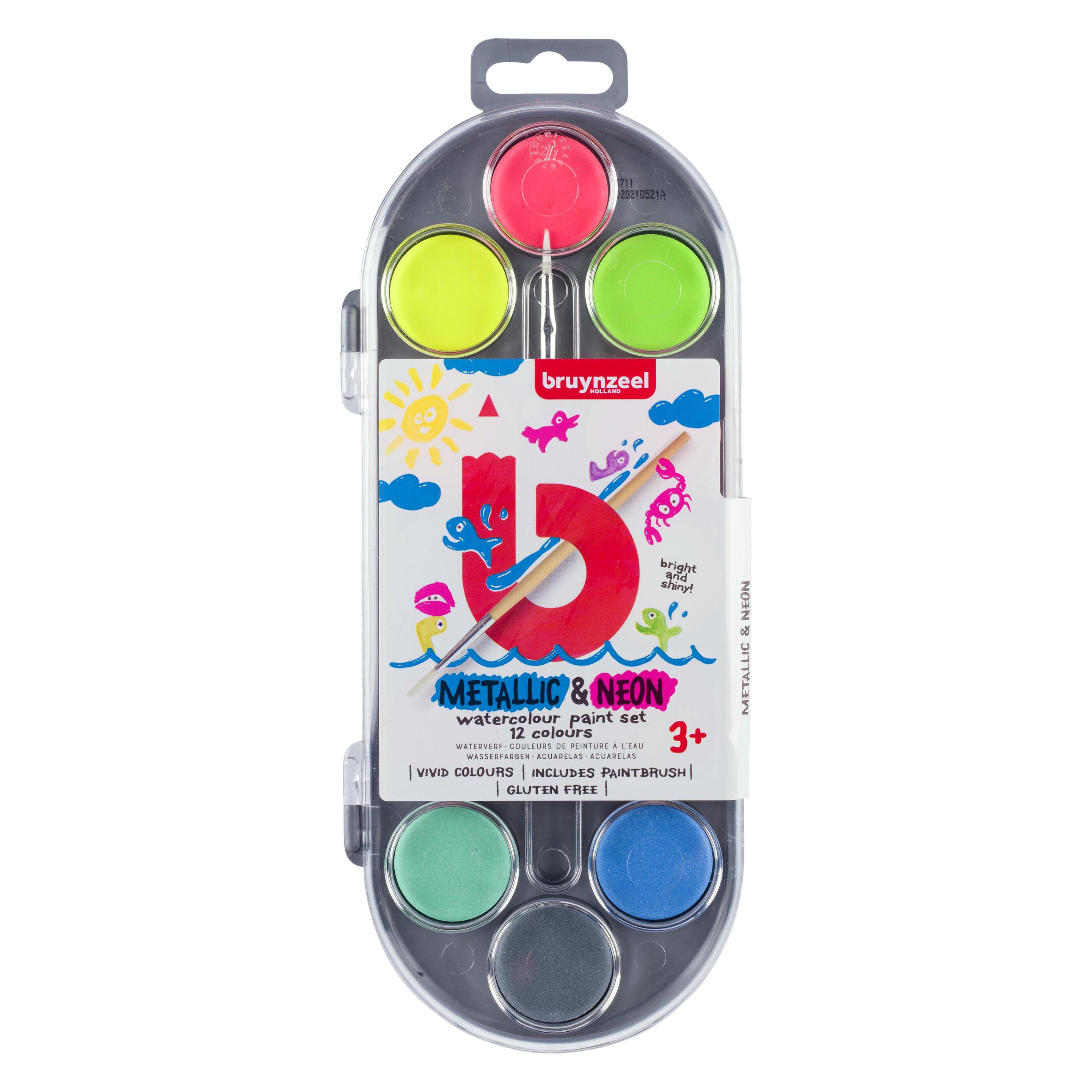 Bruynzeel Wasserfarbe Metallic/Neon 12er-Set, Mehrfarbig (60152112)