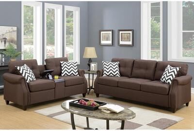 Bobkona Troy Plush Polyfiber 2-piece Sofa and Loveseat Set