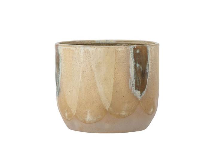 Blumentopf Murphs – handbemaltes Steingut - Braun-Beige - Luxusbetten24