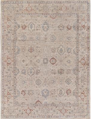EXQUISITE RUGS Harper Hand-knotted New Zealand Wool Beige/Blue Area Rug.
