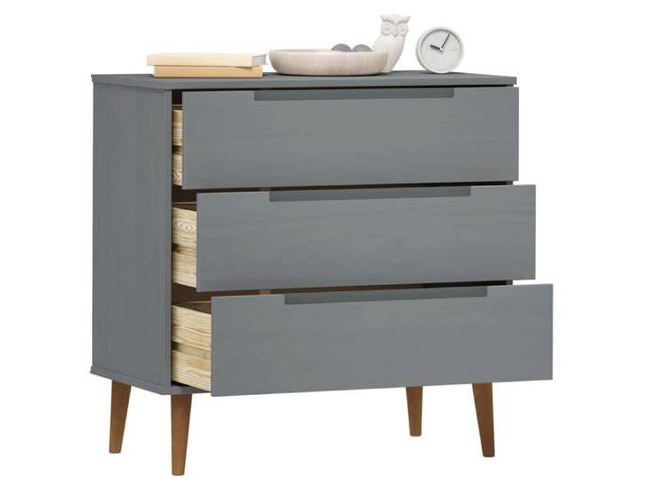 (10032)Moderne Commode MOLDE Gris 80x40x80 cm Bois de pin massif poid:20.1 kg