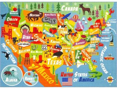 KC Cubs: Educational Rug: USA Map, 5x7' Playmat
