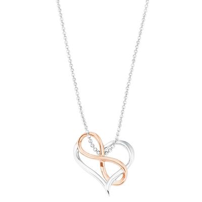 Kette mit Anhänger AMOR "Herz mit Infinity/Unendlichkeitsschleife", rosa (silberfarben, roségoldfarben), Halsketten, Damen, Silber 925 (Sterlingsilber), L: 45