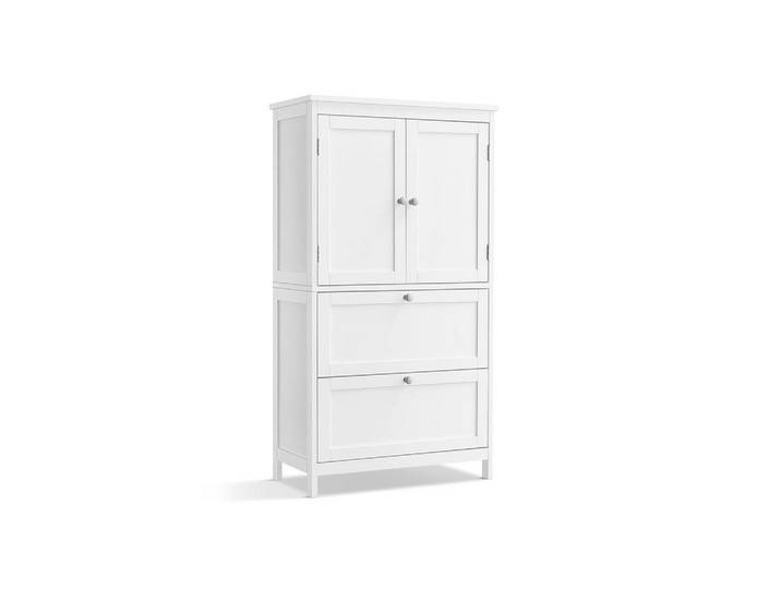 Hansiro Badezimmerschrank Ashgabat, Weiß, 60x110x30 cm, Badezimmer, Badmöbel, Midischränke