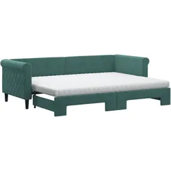vidaXL Tagesbett Ausziehbar mit Matratzen Dunkelgrün 80x200 cm Samt