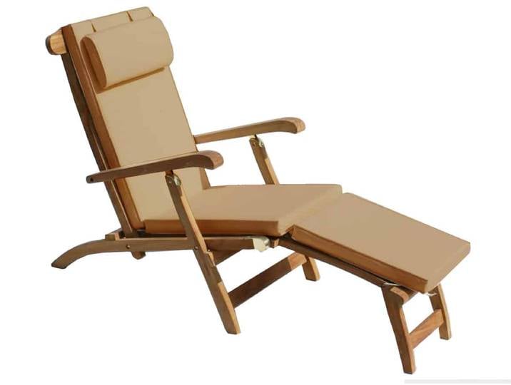 MiaMöbel Kissen - Teak Klappliege mit Armlehne (Deckchair) 100% Polyester Modern