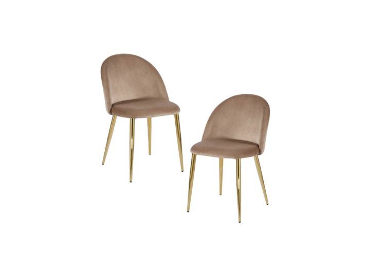 2er Set Vint Samt Golden Stühle - Champagne