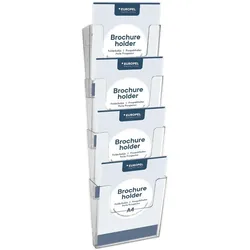 Europel, Prospektständer, Wand-Prospekthalter, A4 hoch, 4 F„cher, glasklar (A4)