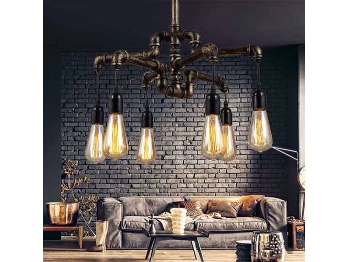 Lampes suspendues en fer forgé rétro créatives à 6 têtes, style loft, restaurant, salon, salle à manger, hall d'entrée, café, lustre industriel vintage
