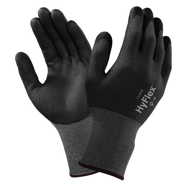 Ansell Handschuhe HyFlex 11-840 Grösse 8 schwarz/grau EN 388 PSA-Kategorie II (11) (11-840-8)