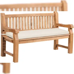 CLP Gartenbank Teakholz Jackson mit Sitzkissen creme/136x48x8 cm
