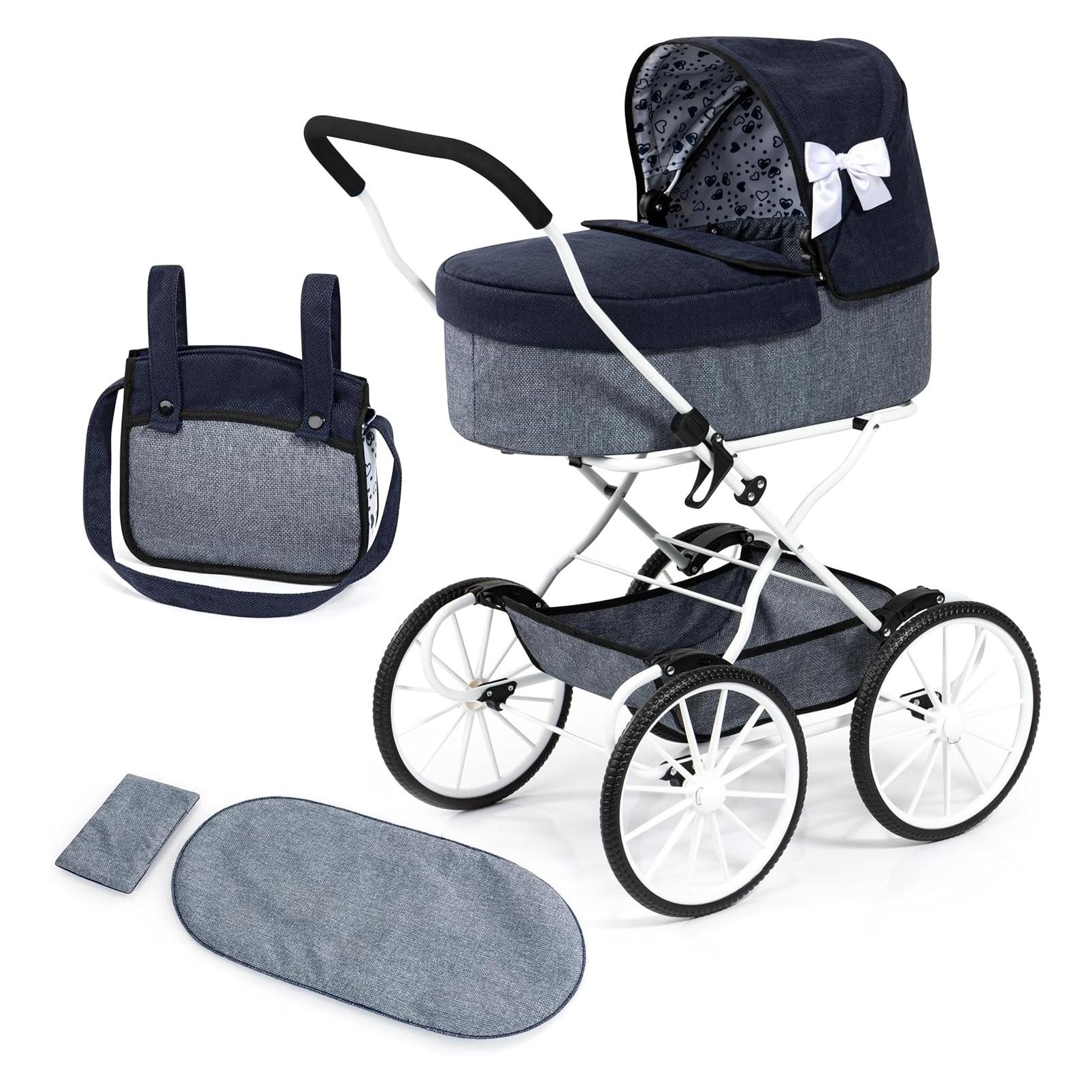 Konjac Sponge Poppenwagen nostalgisch mit Mand, Tas und Reiseverdeck für Puppen bis 46 cm (14381AA)