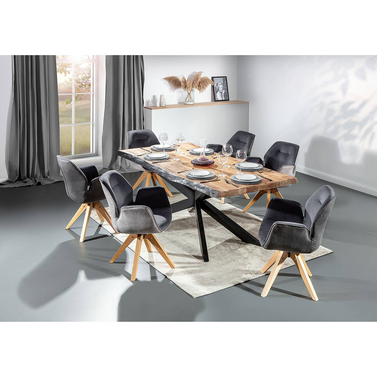 home24 Eettafel Milland I, Bruin, 200 cm