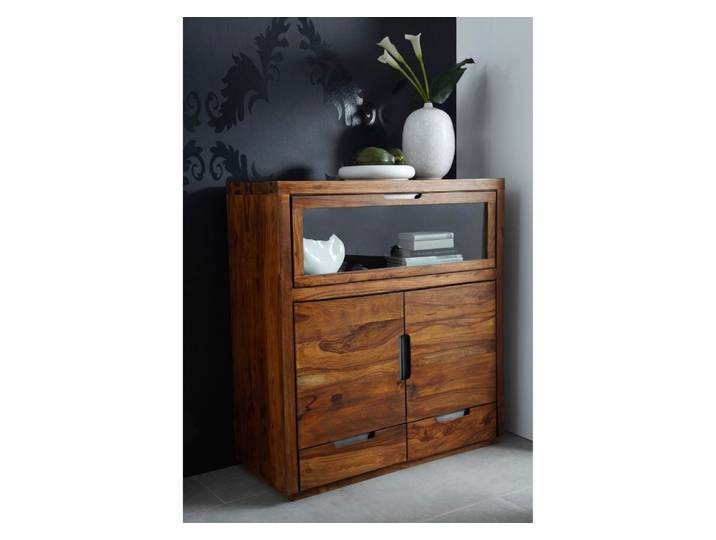 Highboard Sheesham 120x50x130 walnuss lackiert DUKE #118