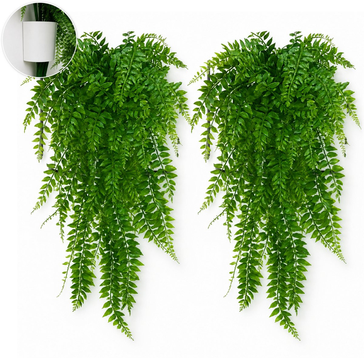 CASA VERDE Set van 4 kunsthangplanten klimopslinger met muurbevestiging, 75 cm, groen