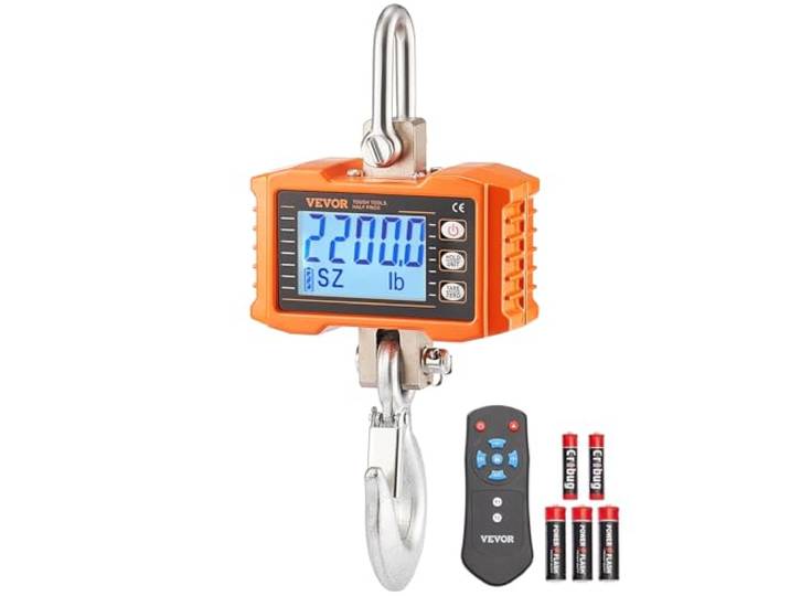 VEVOR Balance Suspendue Industrielle 2200 lb 1000 kg Balance à Grue Numérique Robuste avec Télécommande Boîtier Aluminium Moulé Écran LCD Haute Précision pour Construction Usine Ferme Chasse\, Orange