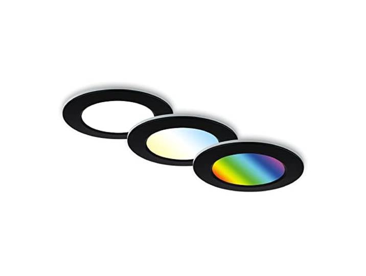 Briloner 7035-035 Lot de 3 lampes LED encastrées au plafond\, lampes encastrées RGB CCT\, spot LED encastré salle de bain\, spot encastré salle de bain IP65\, noir\, 92x45 (DxH)