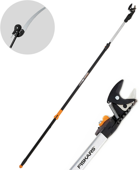 Fiskars UP86 - Coupe-branches télescopique professionnel - perche de 240/400 cm + scie de 45 cm - Ø 32 mm