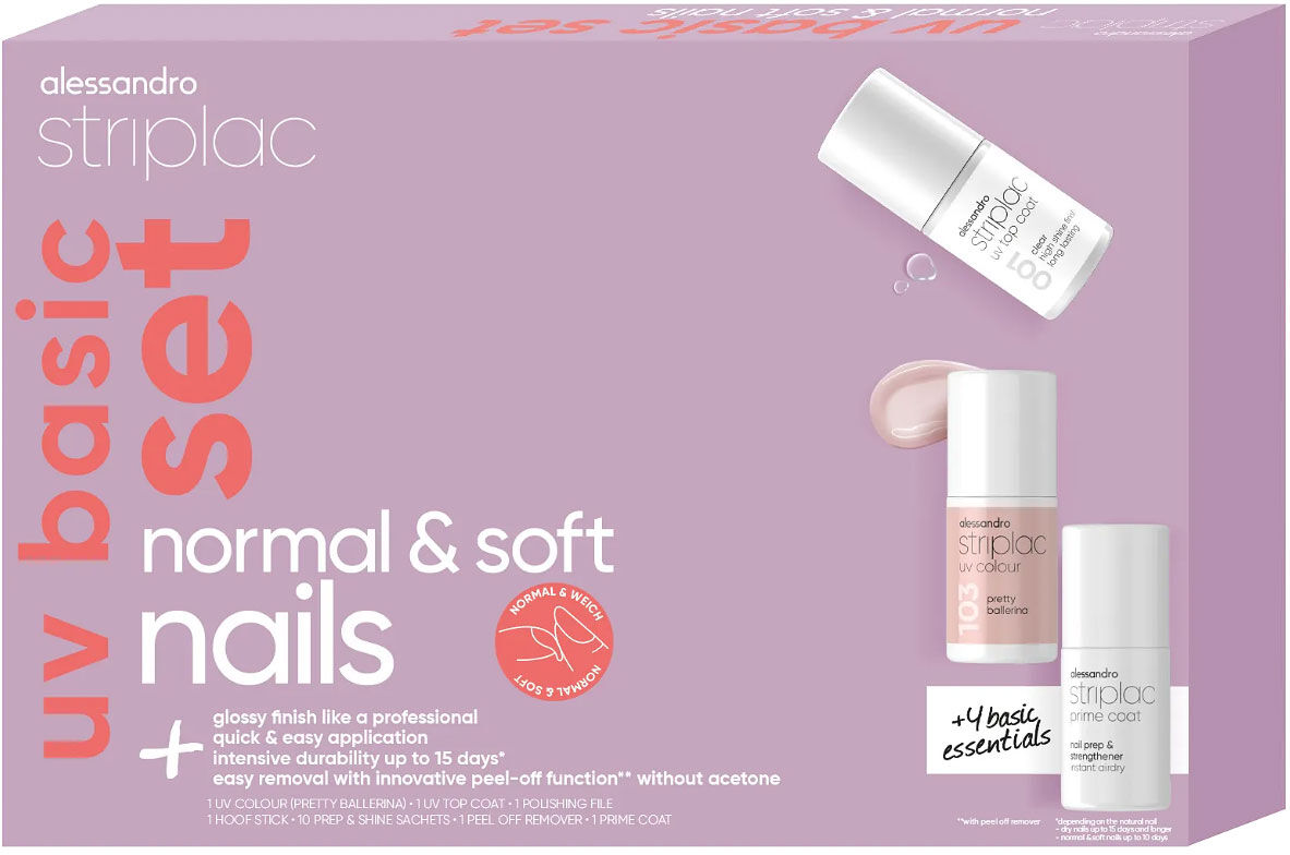 ALESSANDRO Striplac UV Basic + Colour Normal & Soft Nails Gift Set