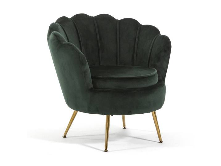 Fauteuil relax coquillage velours vert/or