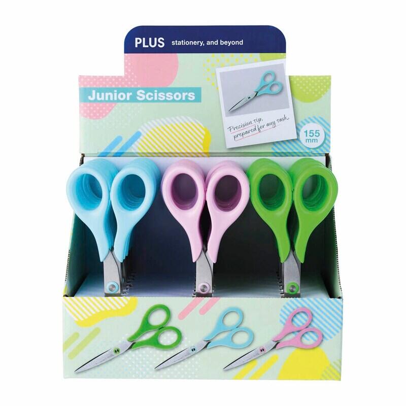 PLUS JAPAN Kinderscheren Junior blau, pink, grün 6,5 cm, 24 St. 35416