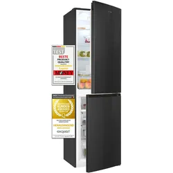Exquisit Kühl-Gefrierkombination, Kühlschrank mit Gefrierfach, 247 Liter, Nofrost, 4-Sterne-Gefrierfach, 4 Ablagen, KGC250-85-NF-040D inoxlook-az