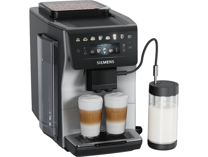 SIEMENS Kaffeevollautomat TP605EM3 , schwarz (edelstahl), B:28,4cm H:37,8cm T:47,2cm, Kaffeevollautomaten, bis zu 10 Favoriten, Doppeltassenfunktion, Keramikmahlwerk, Edelstahl, Kaffeevollautomat