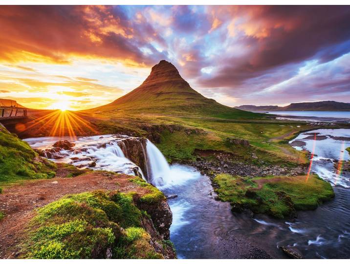 Fototapete PAPERMOON Kirkjufel Waterfalls Iceland , bunt, B:2m L:1,49m, Vlies, Tapeten, Fototapete