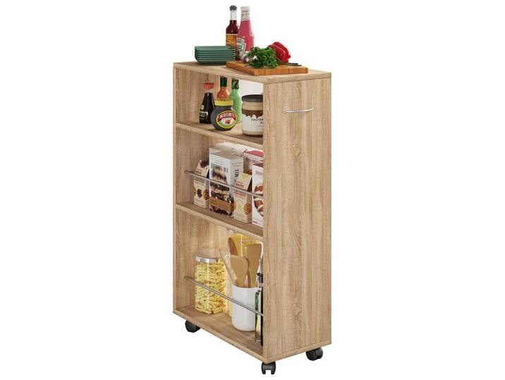 Tusal module de cuisine sur roulettes décor chêne.