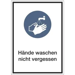 Marahrens Aufkleber / Hinweisschild »Hände waschen nicht vergessen« 21 x 29,7 cm, 10 Stück blau, 21x29.7 cm