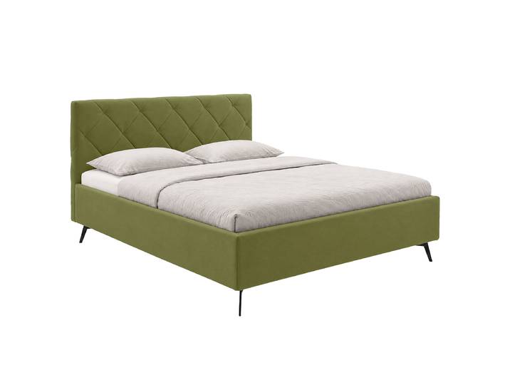 Polsterbett mit opt. Lattenrost 160 x 200cm Microfaser Wiam Grün ohne Lattenrost & Matratze