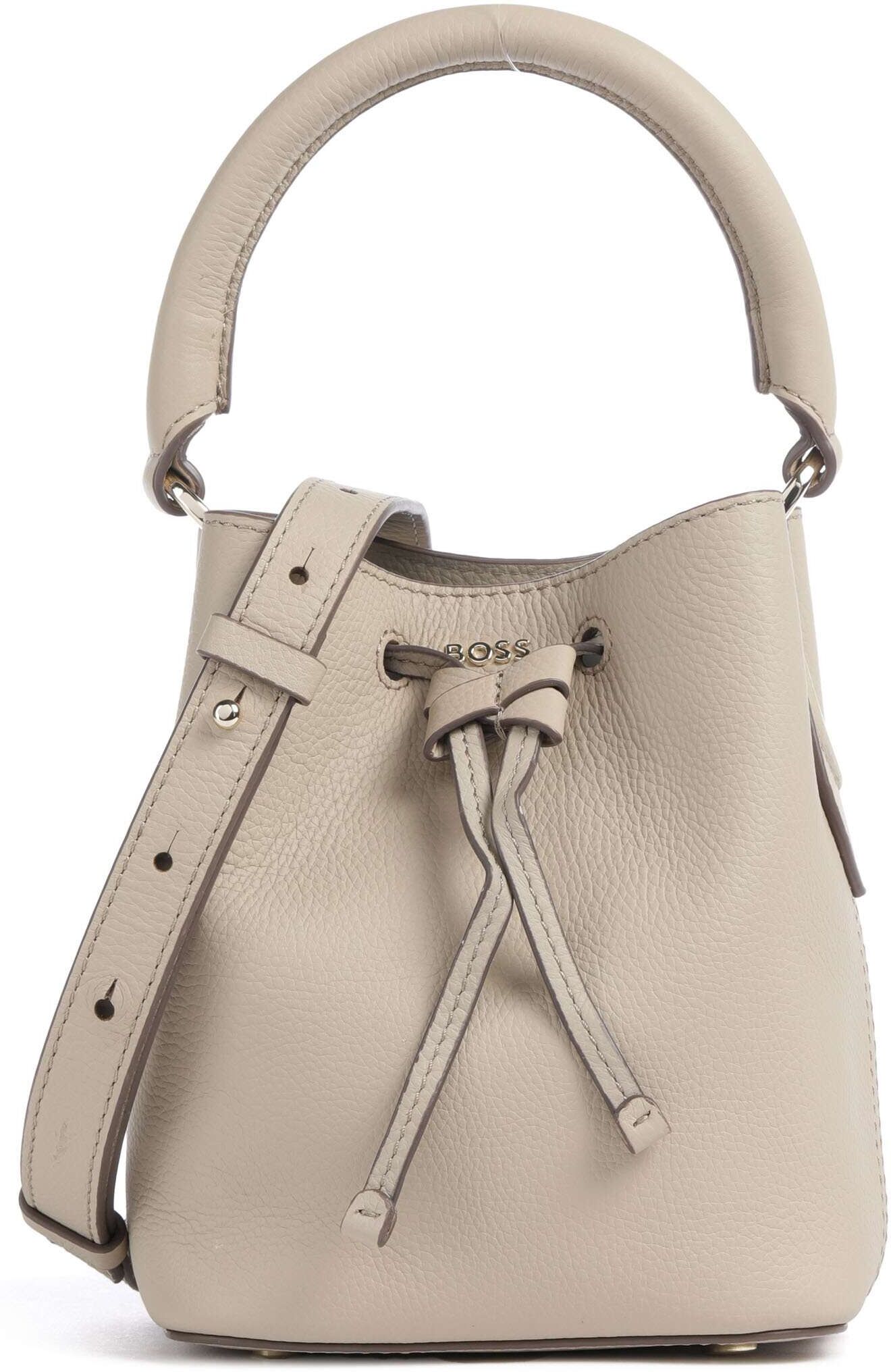 Boss Lenah Bucket Handtasche aus Leder, beige