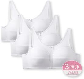 Plus Size Women's 3-Pack Wireless Light Support Cotton Bra by Comfort Choice in White Pack (Size 44 G)