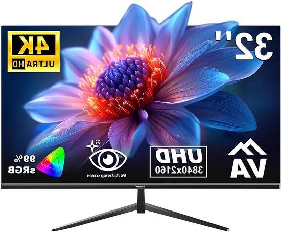 Computerbildschirm - 4K-Display - Visuelle Inhalte - Randloses Design - 32 Zoll - Schwarz